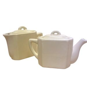 Restoration Hardware personal teapot and creamer in creamy white stoneware 4.5 “